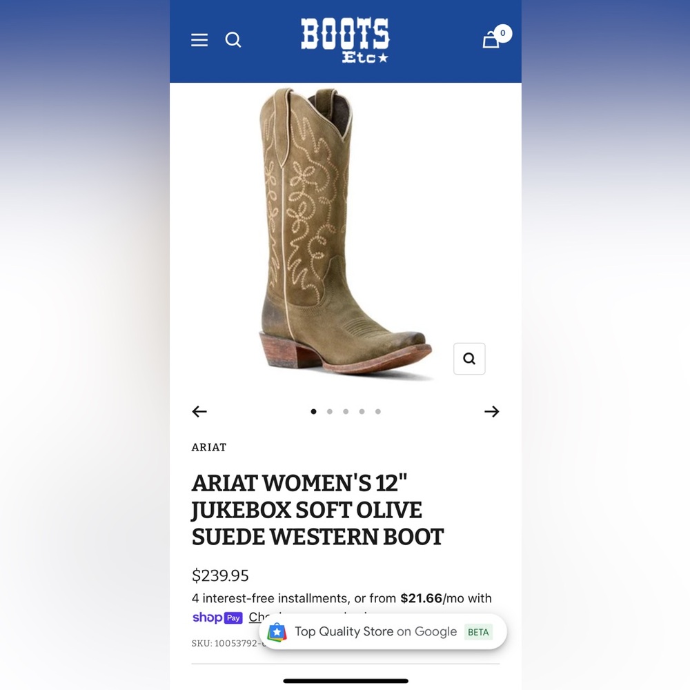 Ariat Olive Western Boots - Picture 6 of 6